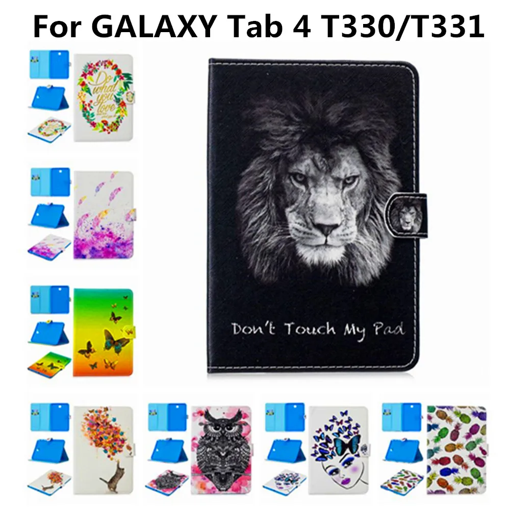 Чехол с милыми рисунками животных для GALAXY Tab 4 T330/T331 Tablet кожаные чехлы samsung Tab4 8