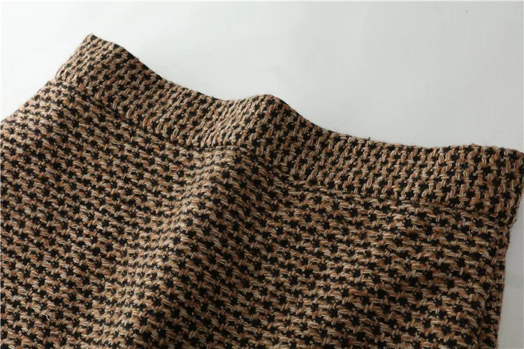 Женская шерстяная юбка карандаш в клетку модельная элегантная твидовая OL