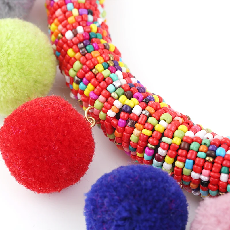 2018 Fashion necklace jewelry for women bohemia seed beads colorful collar pom big chunky punk necklaces &amp pendants Jewelry | Украшения