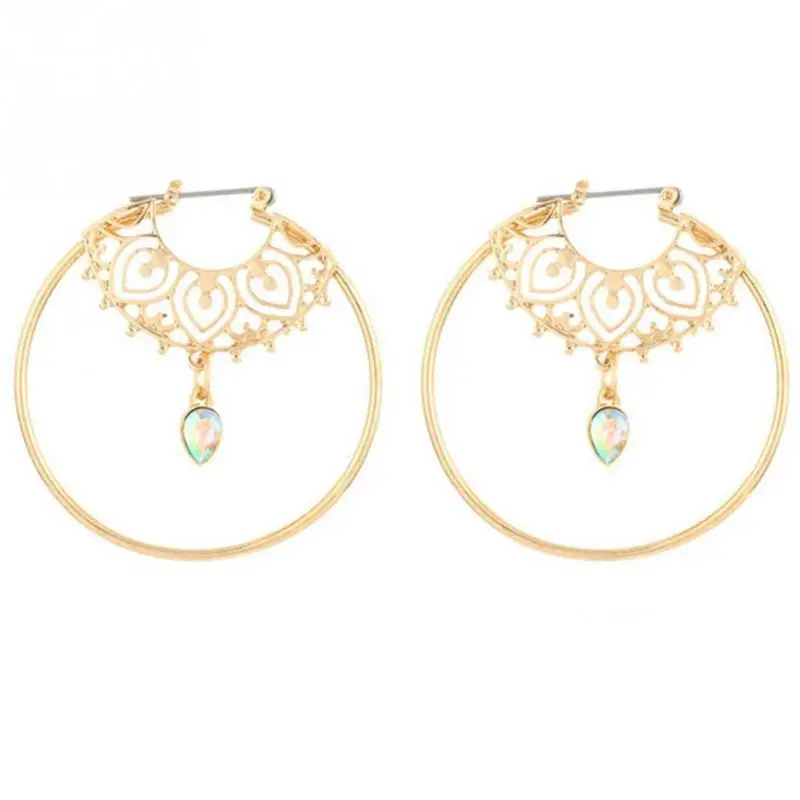Женские круглые серьги кольца Boho золотого цвета модные геометрические обручи с