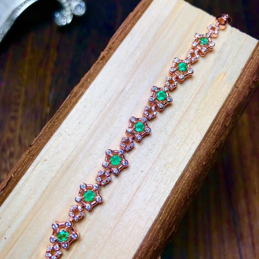 

S925 silver natural green emeral bracelet natural gemstone bracelet fashion Stars geometry women party gift fine jewelry