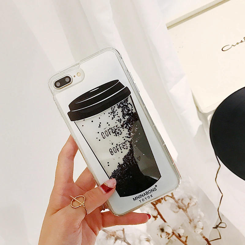 For iPhone X 7 8 6 6S Plus Phone case Liquid Quicksand Dynamic Cover Instagram Hot luxury fashion Coffee Cup shell Coque |