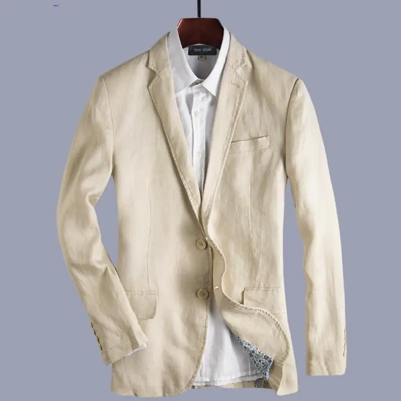 New arrivla fashion men autumn Spring Summer Linen Cotton Suit Men Thin Mens Casual Jacket high quality plus size M L XL 2XL 3XL | Мужская