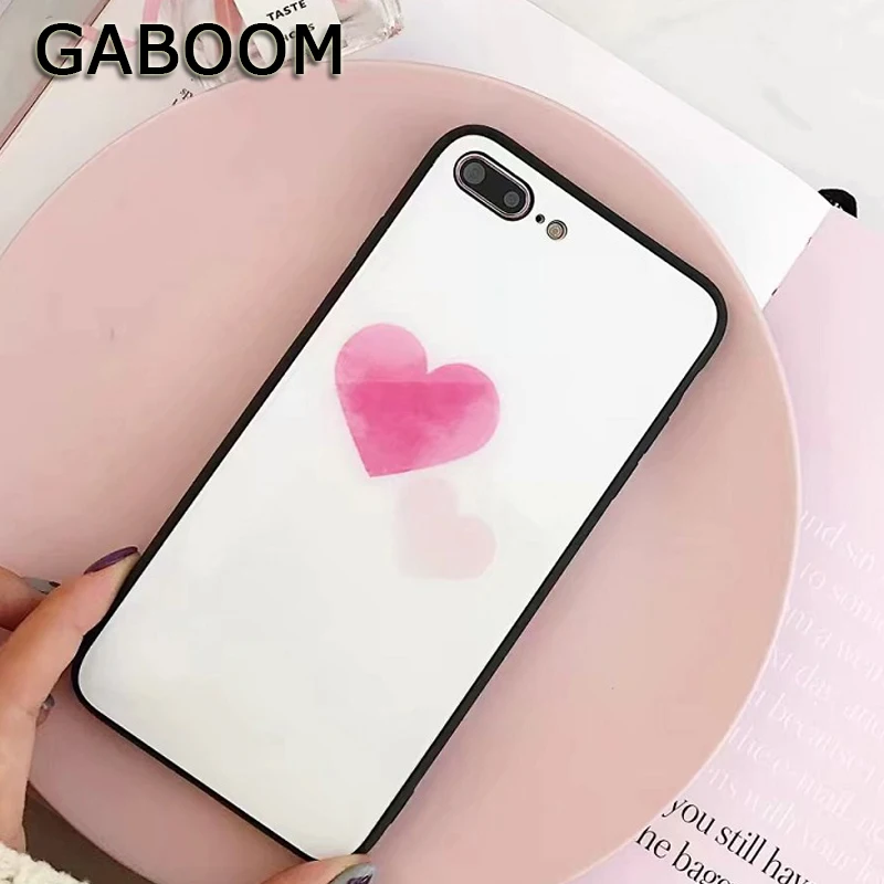 GABOOM милый розовый Любовь Сердце шаблон телефона чехол для iphone х 6 S 7 8 Plus Glossy