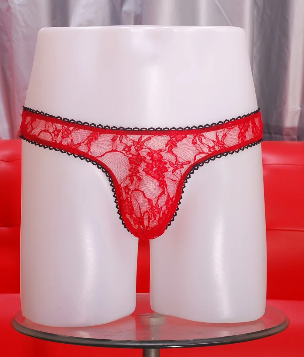

Sexy Lace Bikini Underwear See-through Pouch Men's Thongs G-Strings Charming Male Thong Underwear Men Underpants Gay Fashion