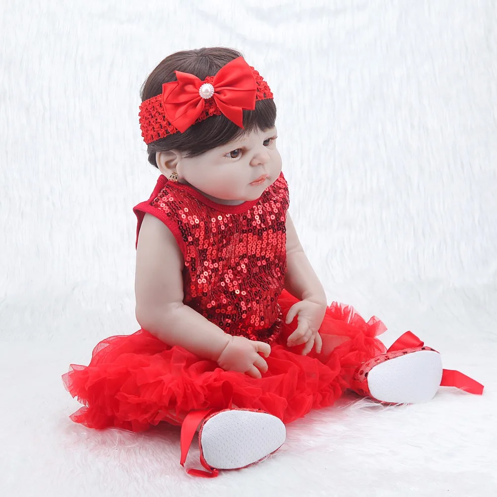 57 см настоящий ребенок возрождается Силиконовые наручные Полный малыш малышей