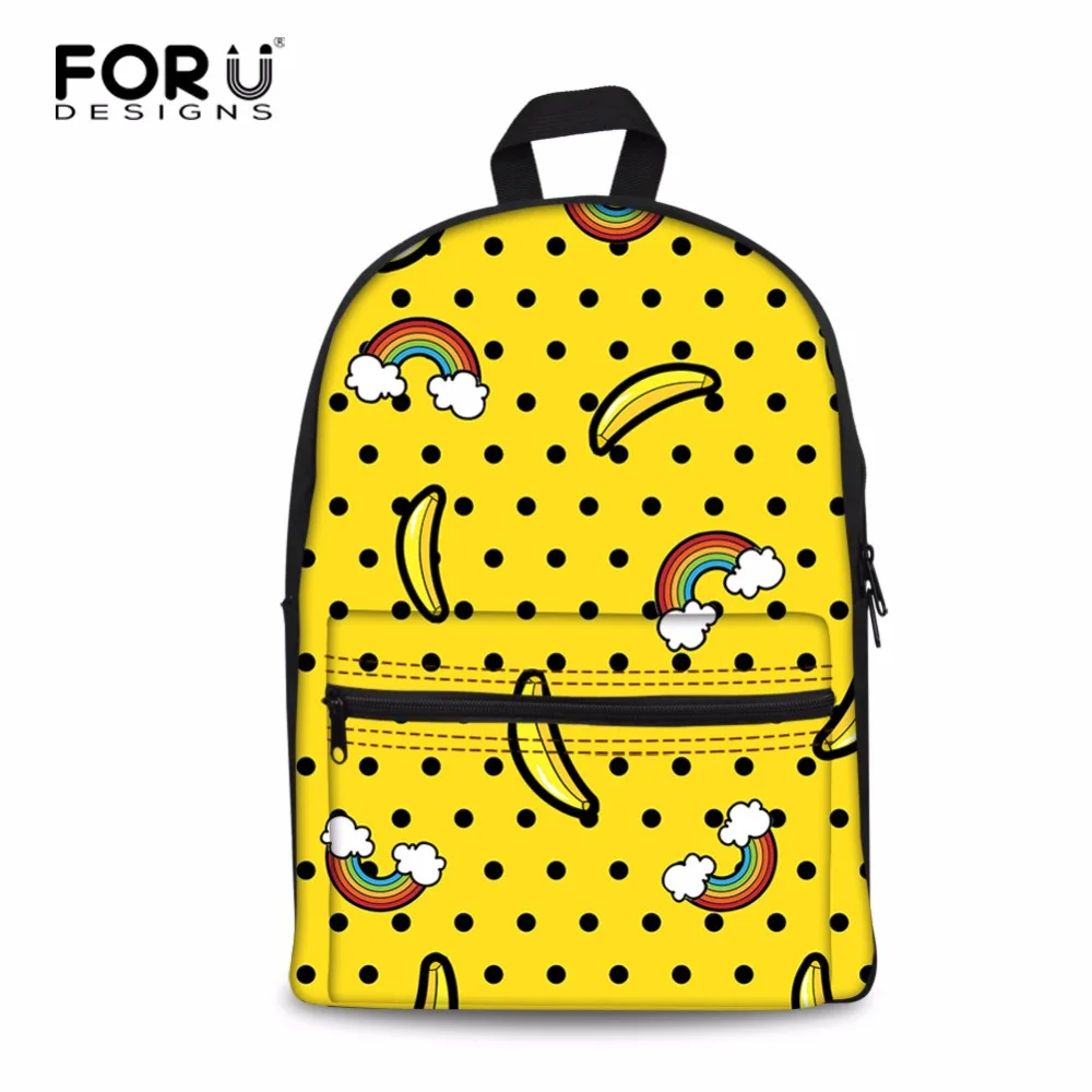 FORUDESIGNS/женский школьный рюкзак с рисунком банана для подростков Холщовый ранец