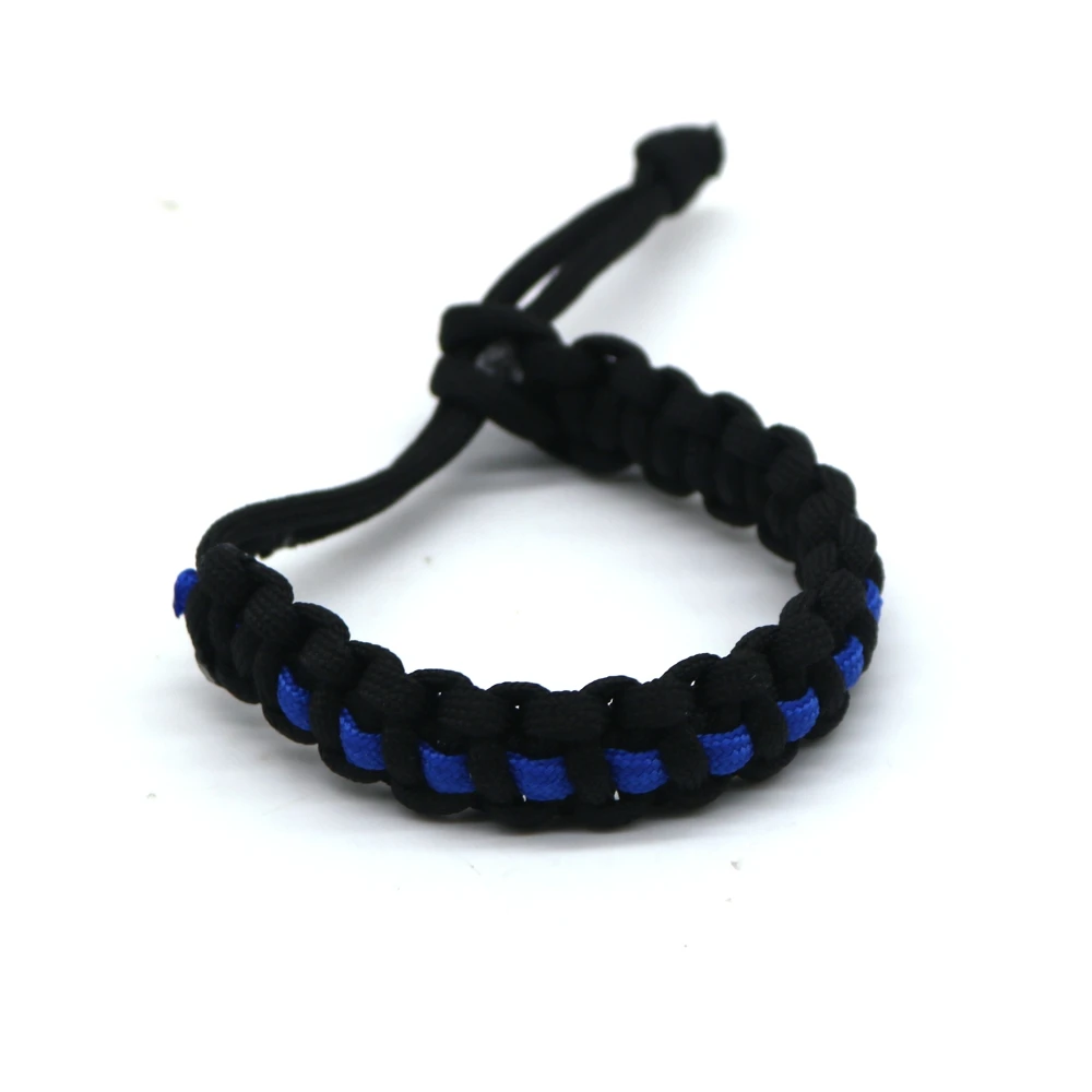 Fashion Thin Blue Line Paracord Bracelets Cobra Weave Woven Handmade Outdoor Jewelry Great Gift for Women and Men fans | Украшения и