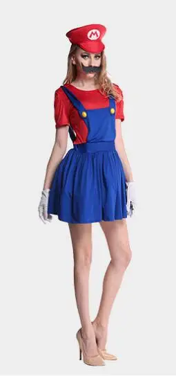 Women red Хэллоуин Super Mario Luigi Bros костюм Для женщин сексуальное платье сантехника взрослый костюм Марио Косплэй костюм нарядное платье - Цвет: Women red