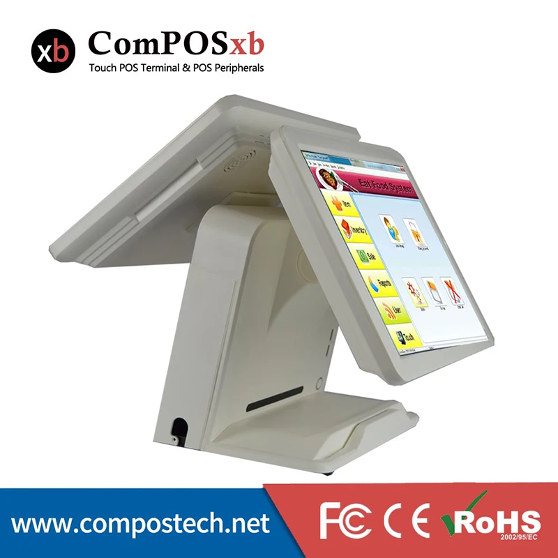 

15 Inch Touch Screen Ordering System With 15 Inch Led VFD customer Display For Supermarket