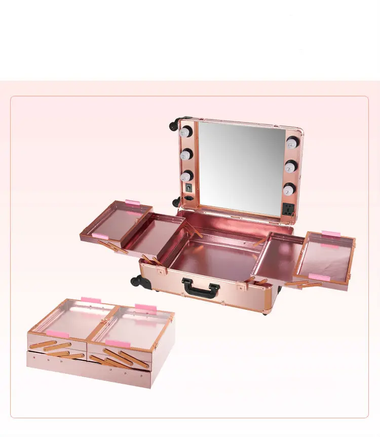 2017 Новый алюминиевый чехол для макияжа с подсветкой косметичка ножками
