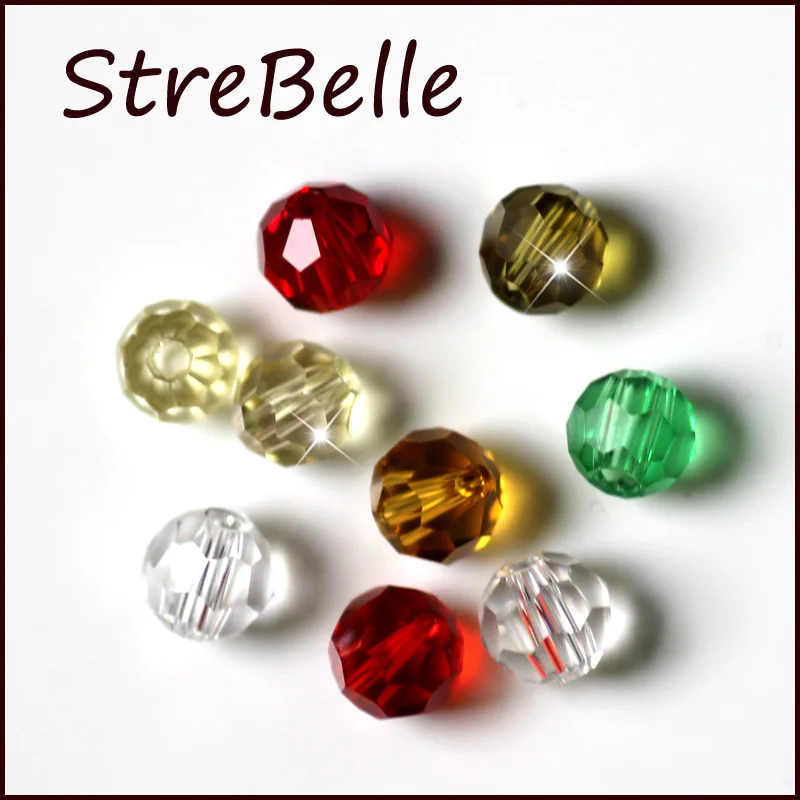 Mix Цвет с дырочкой для создания украшений 100 шт./пакет 32 граненый круглый