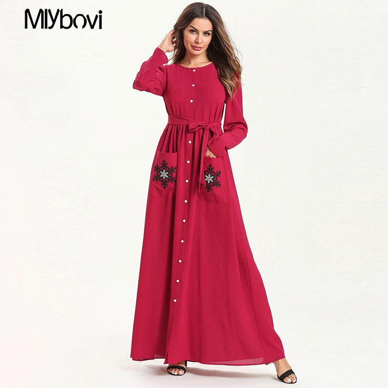 Женское платье макси в мусульманском стиле Abaya Jilbab с цветочным рисунком для