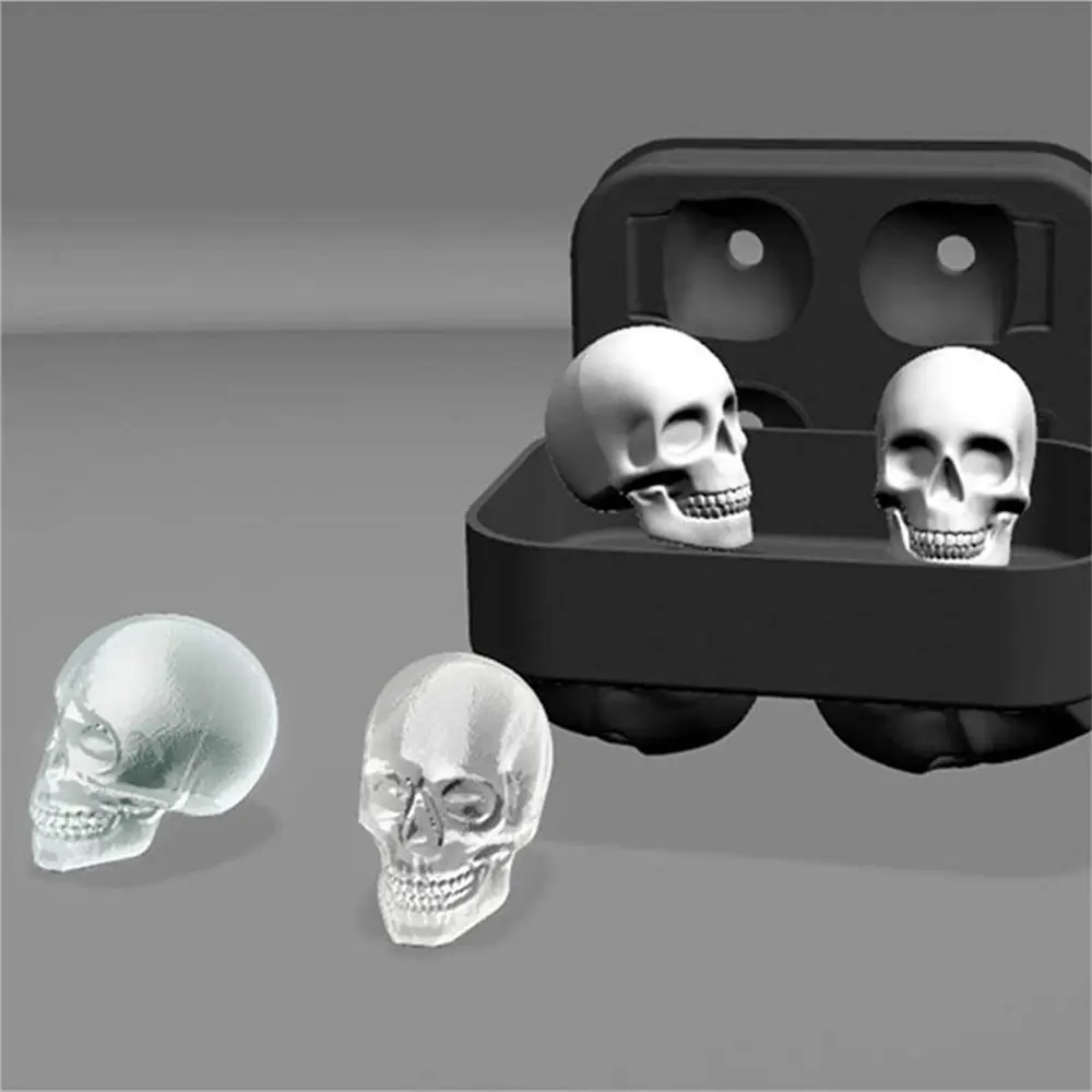 Новинка 4 ячейки форма для мороженого 3D силиконовые формы льда в виде черепа