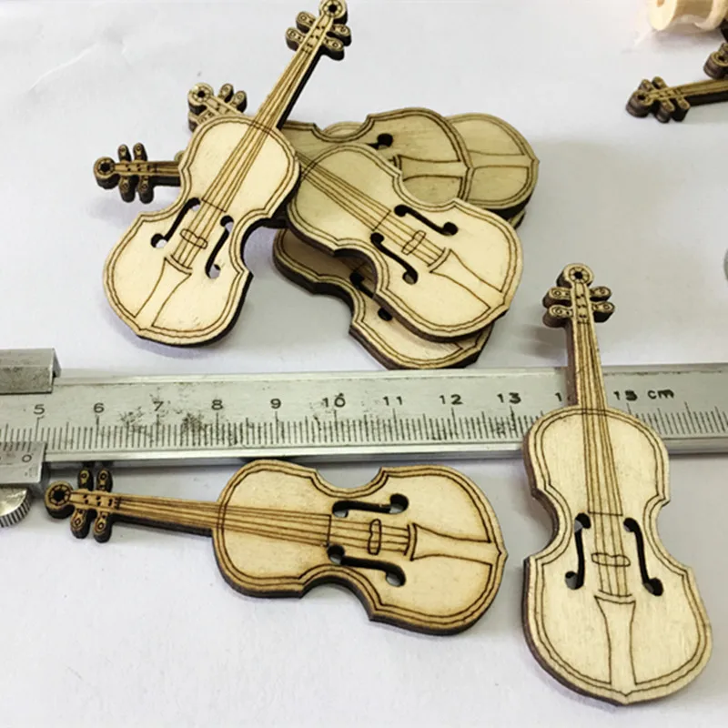 75*27*4MM Guitar Die Cutting Wood Slices Hanging Wall Wooden Decoration Crafts Accessories Diy Pattern Supplies | Дом и сад