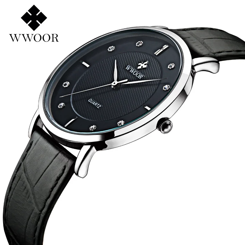WSWR8011-1 WWOOR новые мужские кварцевые часы модные топ Брендовые спортивные роскошные модные часы кожаный сетчатый ремень мужские часы Relogio hodinky ceasuri - Цвет: WSWR8011-1