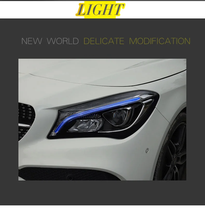 Автомобильный Стайлинг фара для Benz CLA- фары все светодиодный Benz CLA фары дневного света DRL Bi-светодиодный объектив