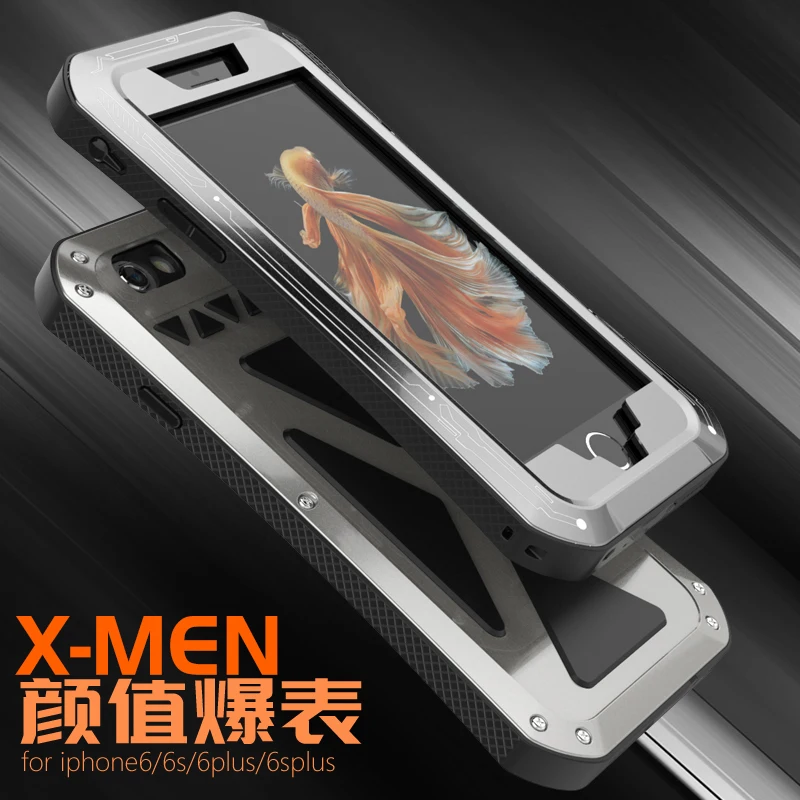 R-JUST Роскошный Дум X-MEN Armor Coque Металлический Нержавеющая сталь Тяжелый Долговечный Фундамент Защита Крышка для телефона iPhone X 8 6 6S 7 PLUS Кейсы.