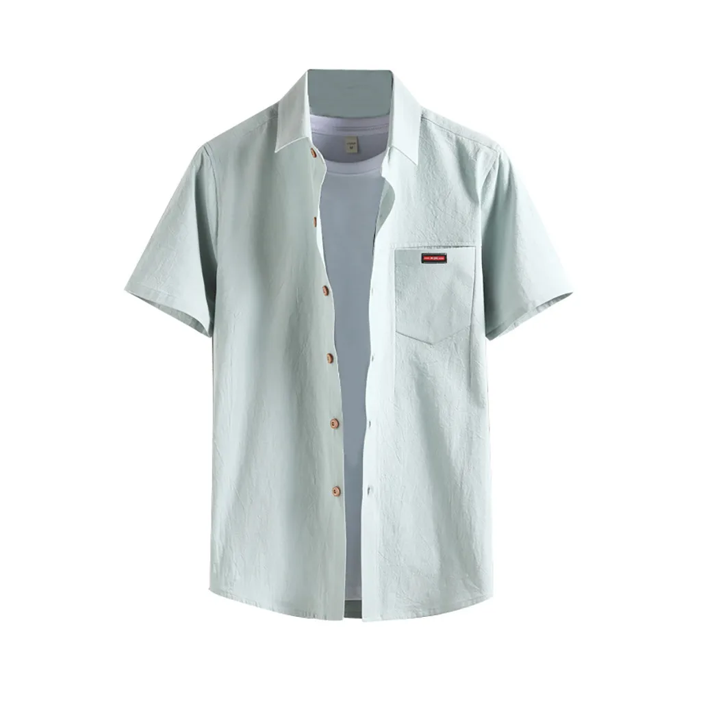 Мужская модная деловая рубашка с короткими рукавами и принтом в клетку топ