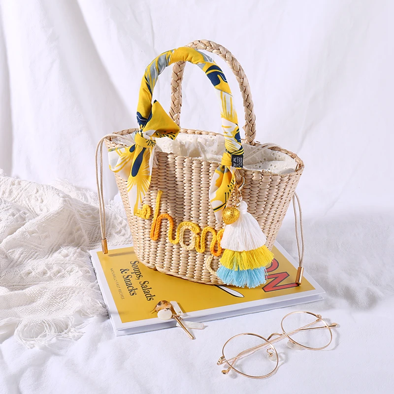 Редиска DIY заказное имя красочная подвеска соломенная Вышивка милые кисточки
