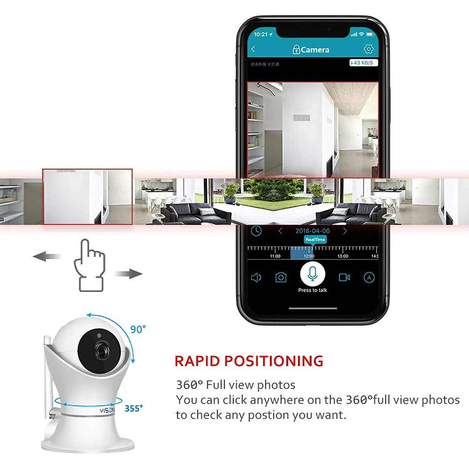 1080P Wi Fi IP Камера Fisheye 360 градусов CCTV безопасности Камеры Скрытого видеонаблюдения