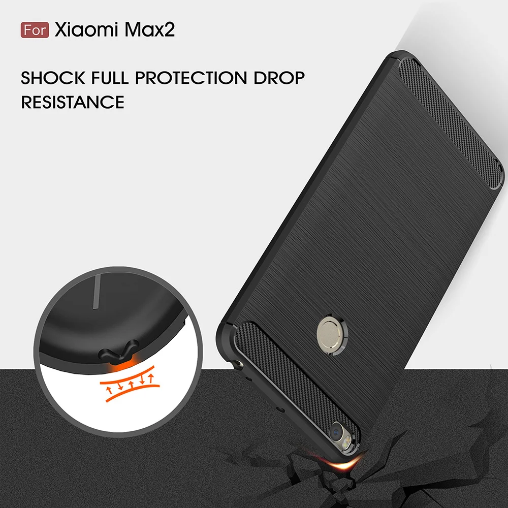 Для Сяо Mi Max2 тонкий Мягкие TPU силикона углеродное волокно все включено защитная