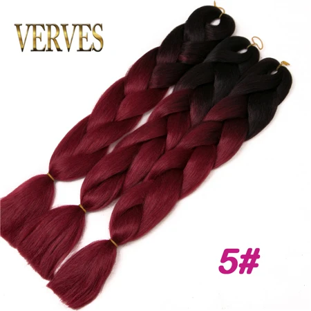 4/30HL VERVES 5 шт./лот синтетические двухцветные высокотемпературные волокна Омбре плетение волос 24 дюймов Крупногабаритные косички для наращивания волос - Цвет: 4/30HL