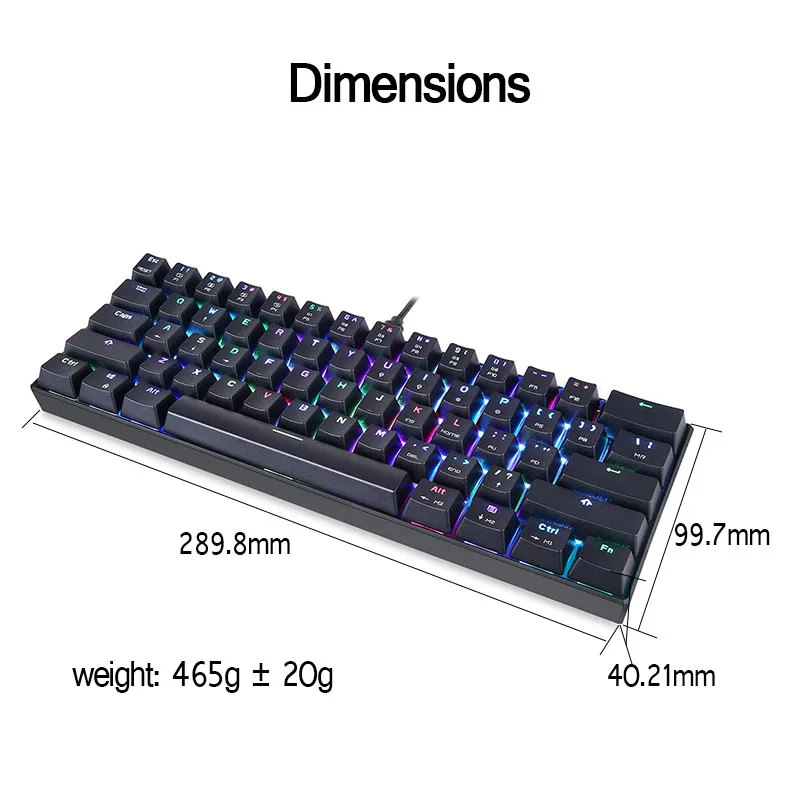 MOTOSPEED CK61 Проводная Механическая клавиатура RGBLED подсветка 61 клавиша USB 2,0 Kailh BOX синие переключатели игровая клавиатура для ПК рабочего стола