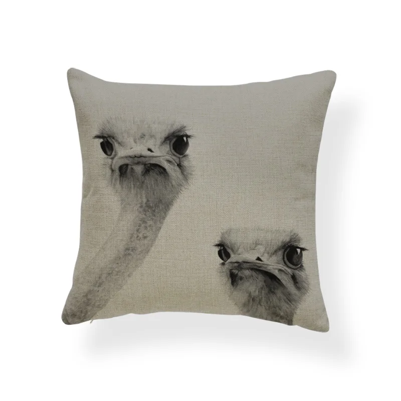 Cute Animal Pattern Cushion Set Koala Giraffe Zebra Tiger Lion Monochrome Pillow 45X45Cm Polyester Decor Backyard Bench | Дом и сад