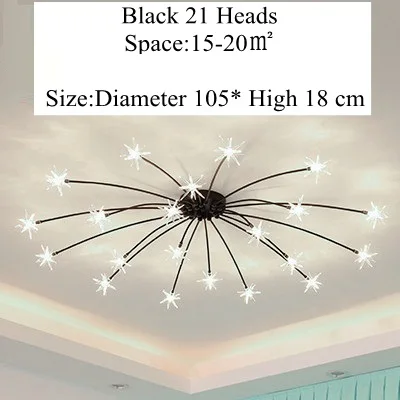 Black 21 Heads LukLoy Gypsophila Потолочная люстра современный простой дизайн гостиная ресторан спальня креативный модный светодиодный светильник - Цвет абажура: Black 21 Heads
