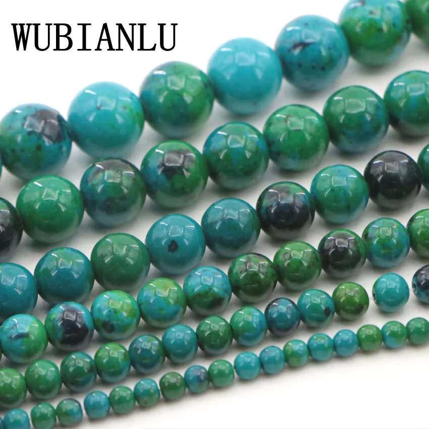 WUBIANLU Новый 4681012 14 мм Азурит хризоколла Малахит Ясперс Loose бусы для изготовления