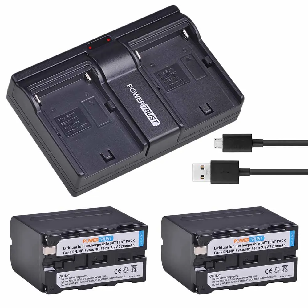 2 шт. 7200 мА/ч, NP-F970 NP-F960 NP F960 NPF970 F960 Батарея+ Dual USB Зарядное устройство для sony F930 F950 F770 F570 F970 CCD-RV100 HVR-V1J