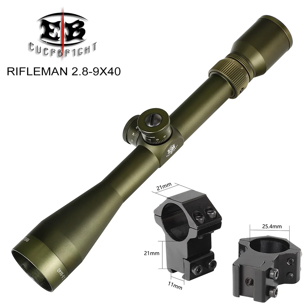 High Dovetail Rings EB RIFLEMAN 2,8-9X40 FFP прицел тактический прицелы первое фокусное плоское стекло гравированное сетка башенки замок сброс Охота прицел - Цвет: High Dovetail Rings