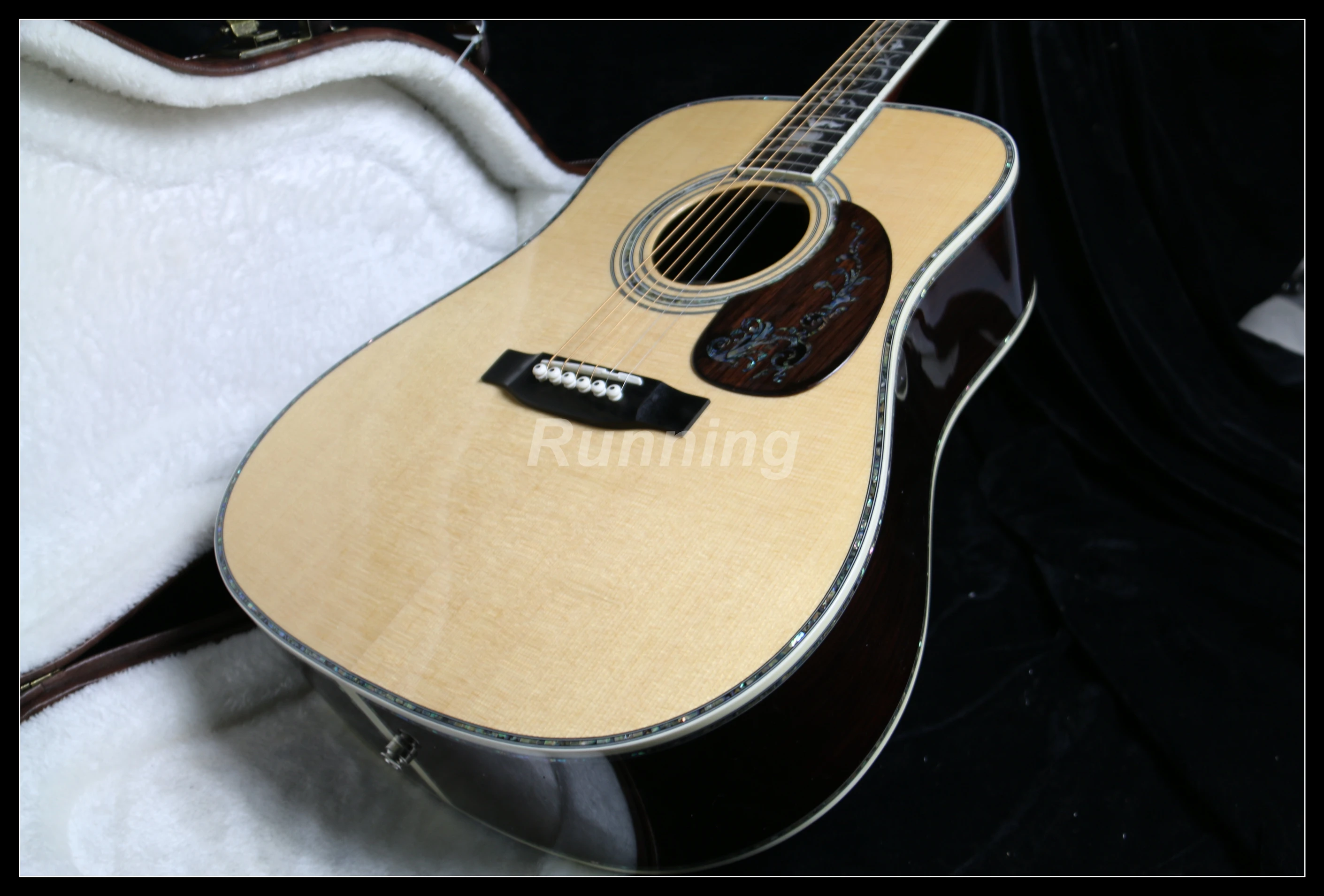 6 струн электроакустическая гитара Fishman 101 EQ Твердый Топ костяная гайка и седла Abalone Связывание черное дерево гриф