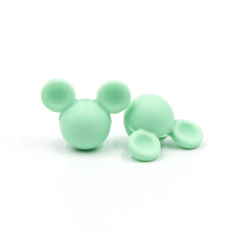 Mint Green 10 шт. Микки силиконовые бусины, Прорезыватель игрушки Жевательные бусы BPA бесплатно DIY Perle силиконовые Товары для малышей - Цвет: Mint Green