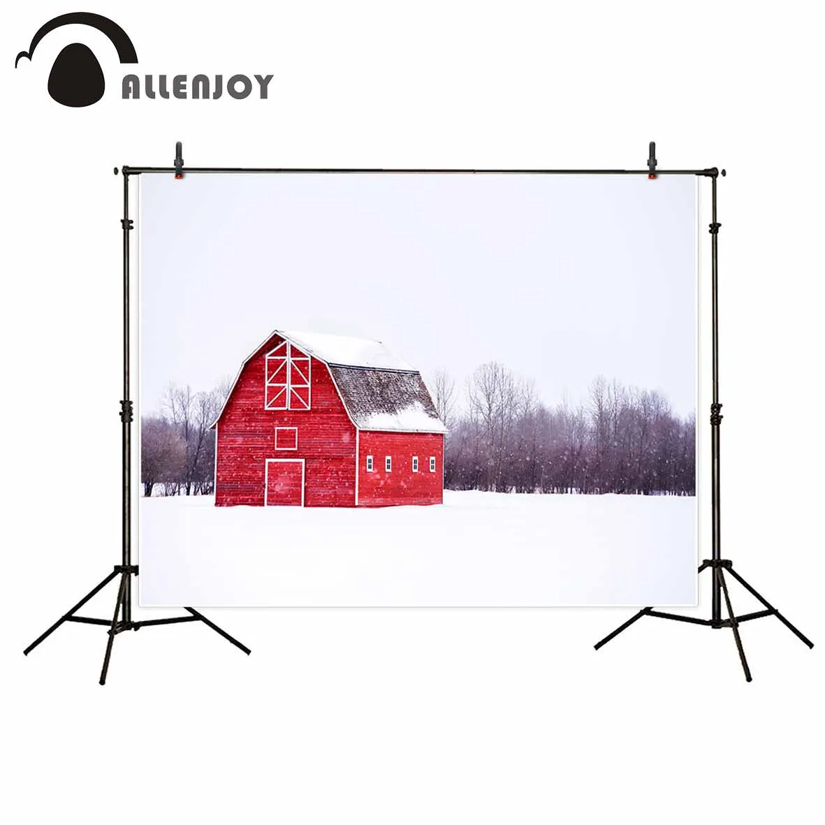 Allenjoy зимний фон красный сарай лес фоны для фотосъемки рождественские украшения