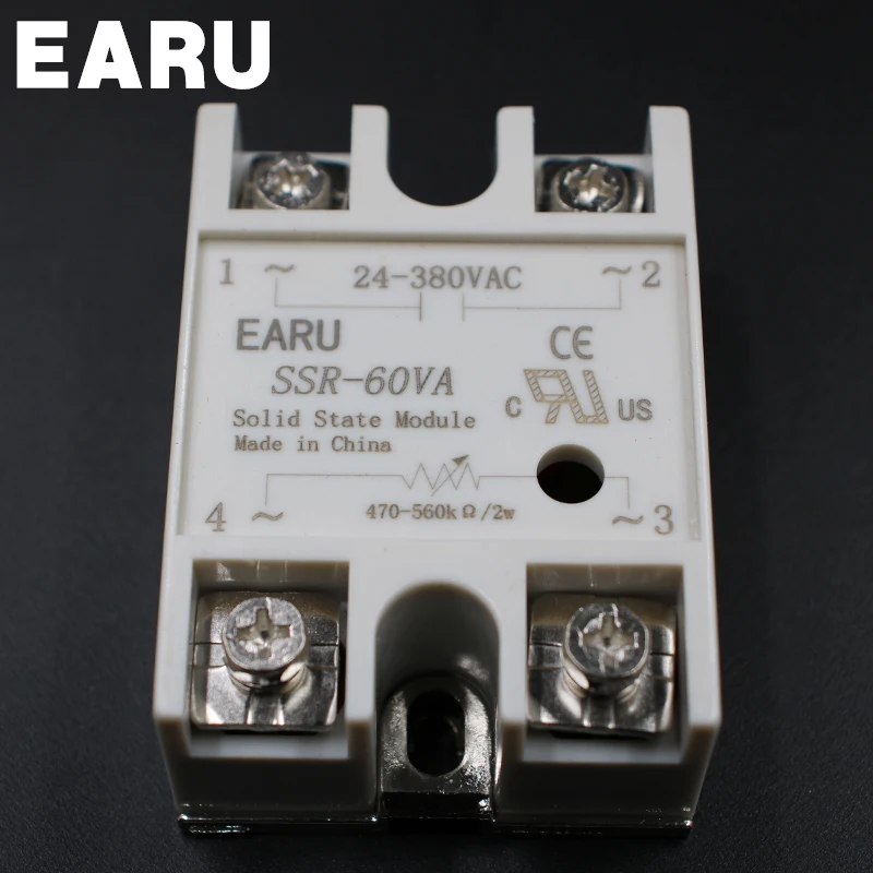 Релейный модуль твердотельного элемента релейный SSR-60VA 60A 500K ohm TO 24-380V AC SSR 60VA