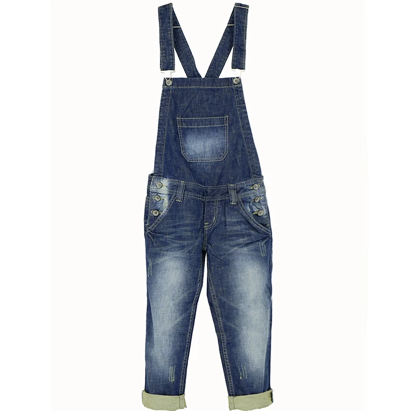 

2020 New Modis Korean version of the Loose Large size one-piece Seven-point Denim Overalls Women's Spring Sling pants