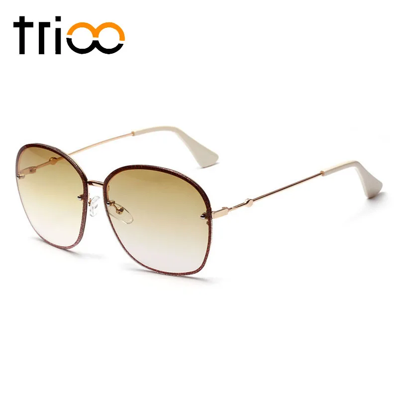 Trioo высокой моды Chic зеленый Для женщин солнцезащитные очки негабаритных большой кадр солнцезащитные очки женский Ясно Цвет объектив Lunette Gafas de sol - Цвет линз: 003