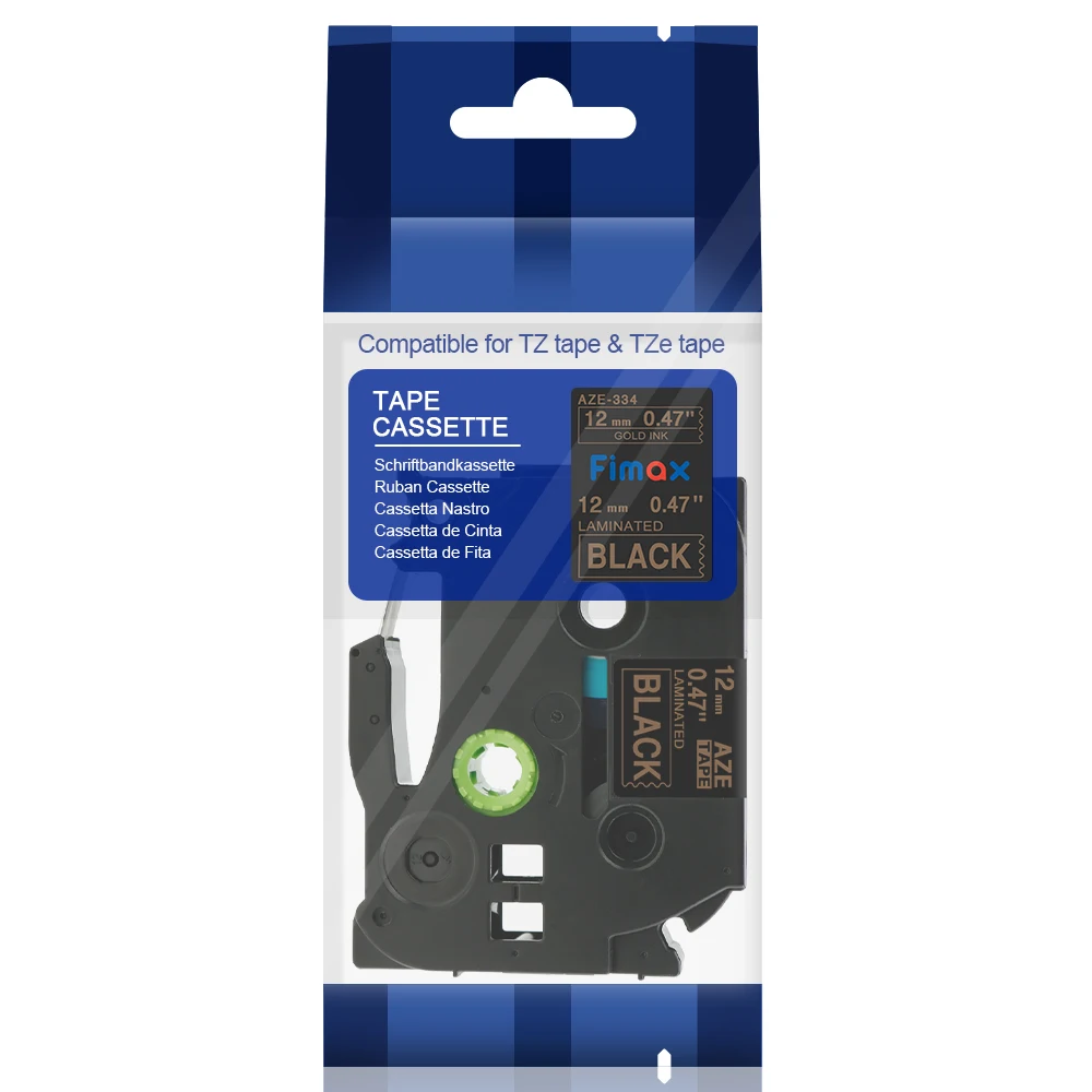 Fimax 5 шт. Совместимость для Brother P touch Label TZe334 TZ 334 12 мм Gold on Black Maker Printer Tze | Компьютеры и
