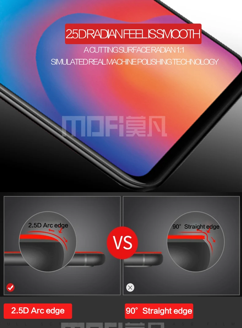 

For vivo X21 6.28" glass tempered MOFi original For vivo X21 screen protector film full cover tempered glass