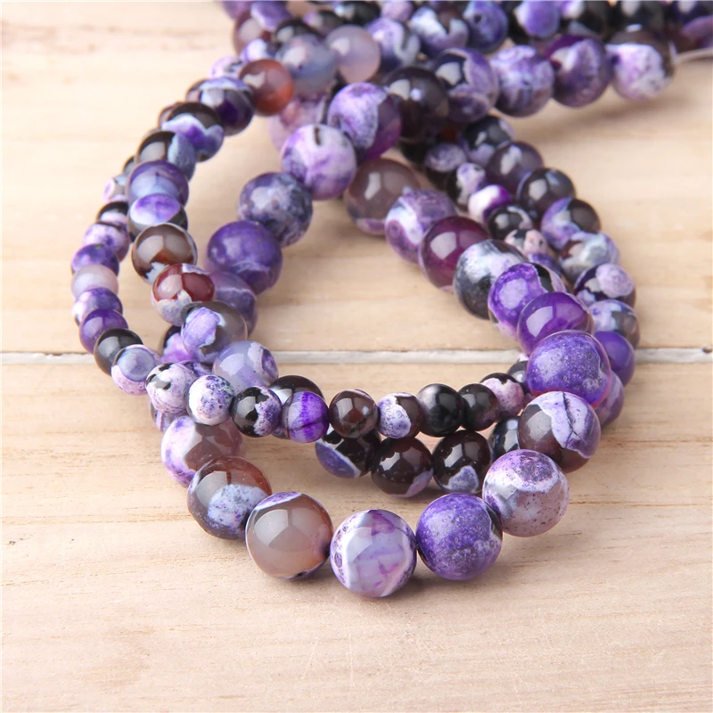 

Natural Purple Fire Agates Stone Beads smooth natural purple agat Round Loose Spacer Beads For Jewelry Making DIY Bracelets 15''