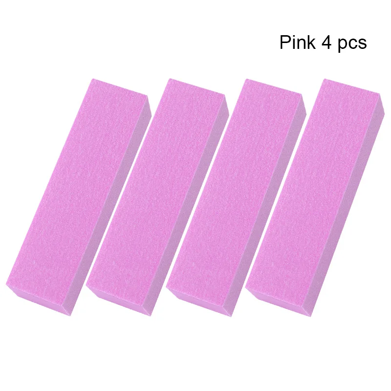 4 Pcs Pink 4/10 шт розово-белые пилочки для ногтей шлифовальная губка буферы блок шлифовальная Полировка Для УФ-гель для ногтей Маникюрный Инструмент для дизайна ногтей - Цвет: 4 Pcs Pink