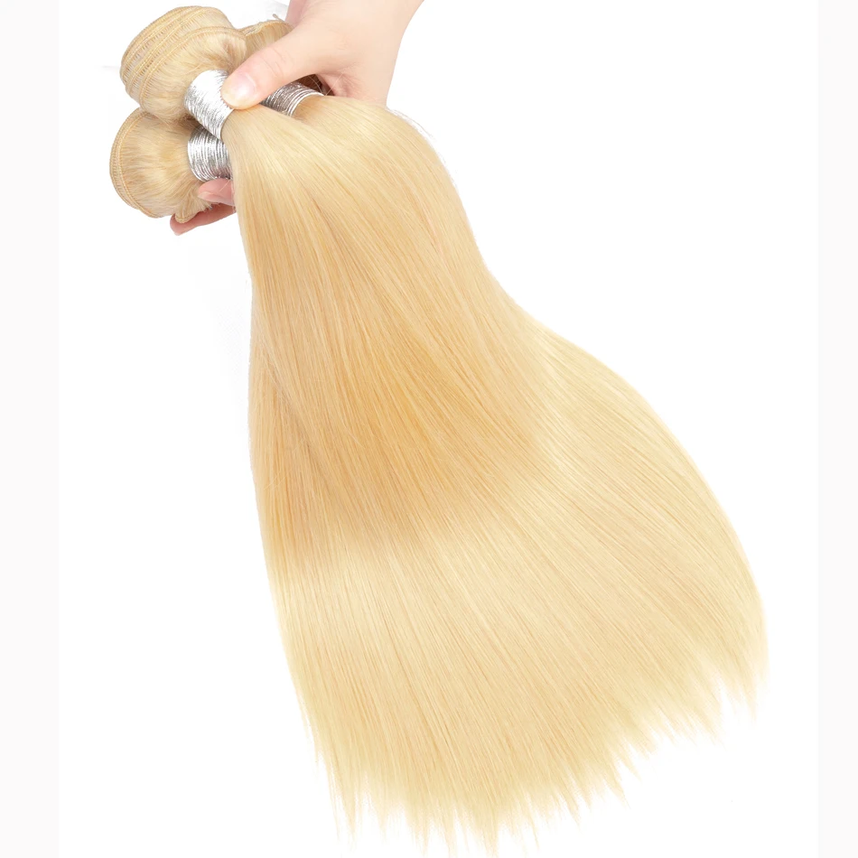613 Bundles with Closure Straight Tuneful Brazilian Remy Hair Weave 3 Blonde Human Weft | Шиньоны и парики