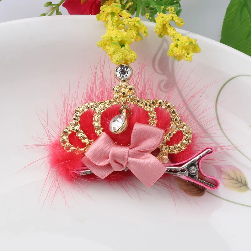 C 2020 Baby Girl Hair Accessories Shiny CZ Golden Crown Kids Hairpins Ribbon Bow Children Princess Clips | Детская одежда и обувь