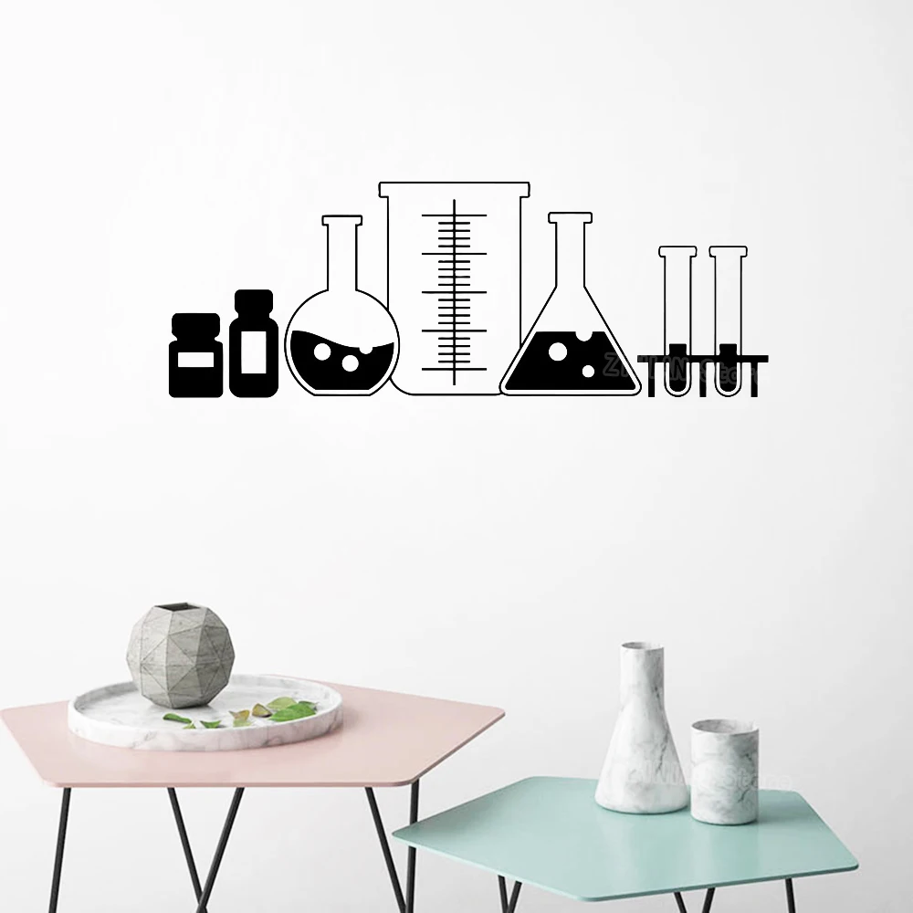 

Laboratory Glass Wall Decal Teen Boys Room Decoration Vinyl Stickers for Chemistry Classroom Experiment Equipment Decals S554