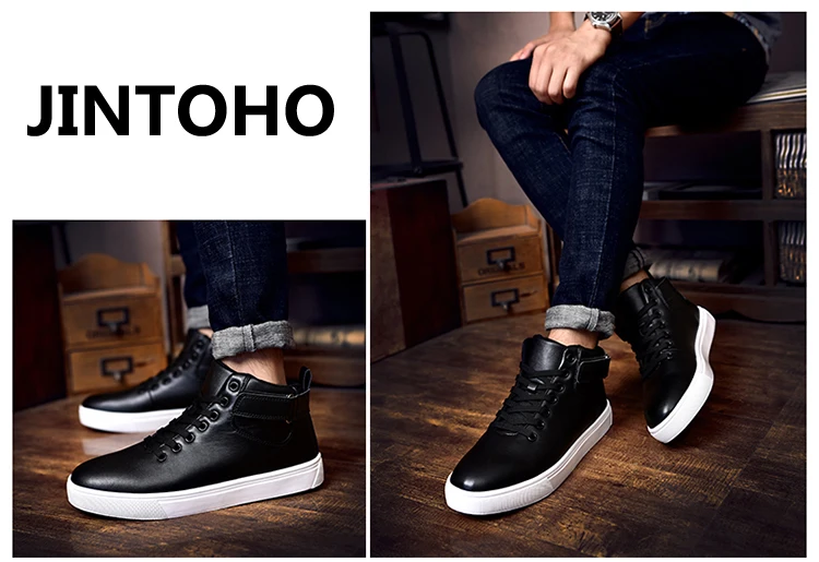 JINTOHO/брендовая Зимняя мужская обувь; модные мужские кожаные ботинки; белые ботильоны; повседневные зимние ботинки для мужчин; botas hombre