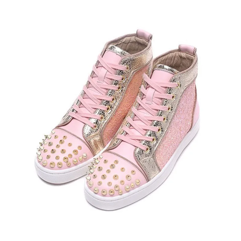 Женская обувь розовые блестящие Блестящие Кроссовки Роскошная повседневная с