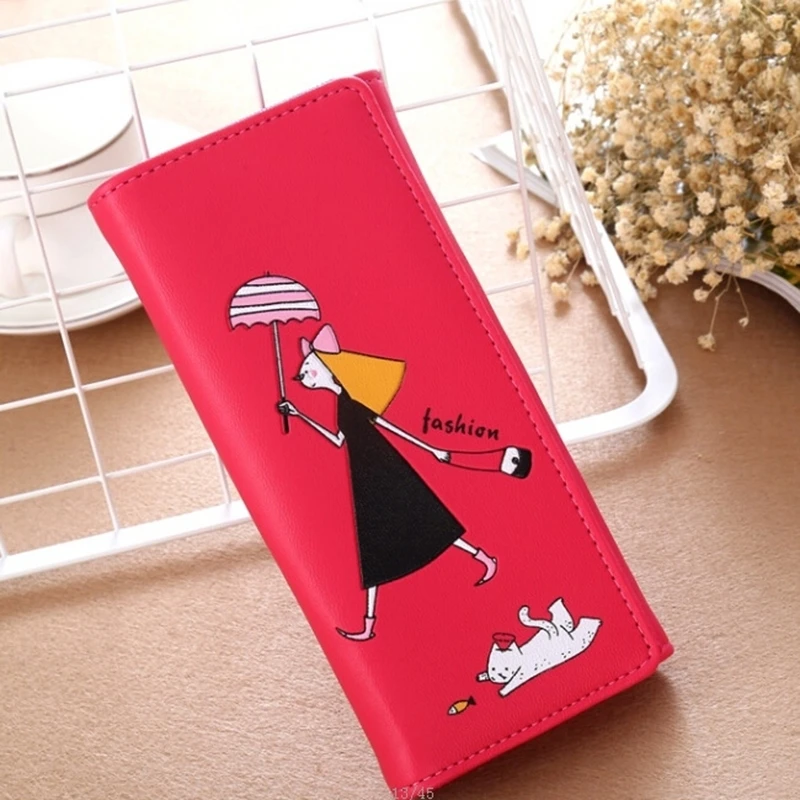 Женский кошелек, Модный женский модный кошелек с рисунком, сумка для мобильного телефона - Цвет: Rose red
