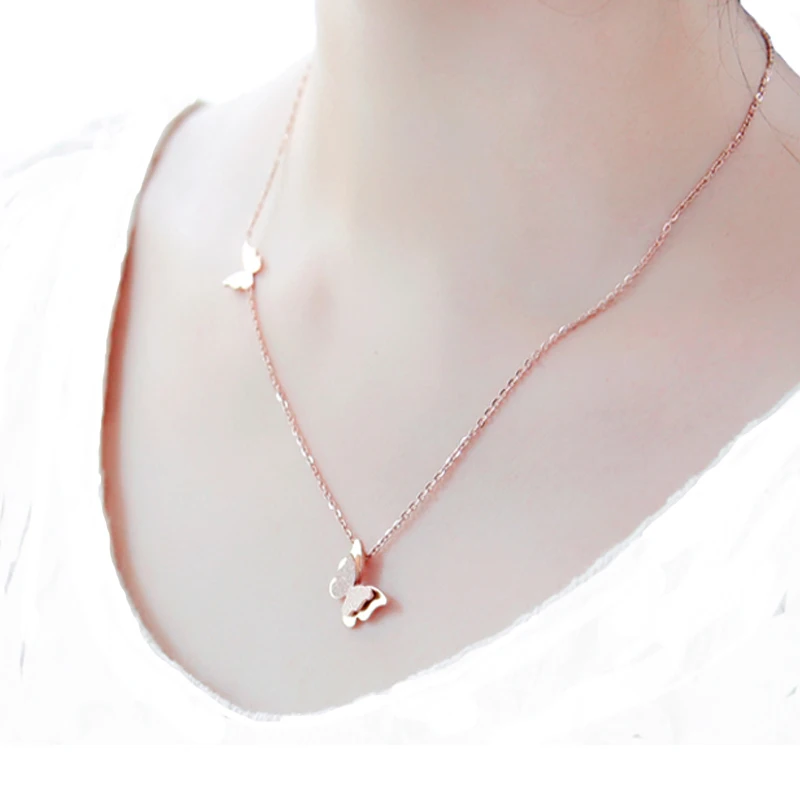 Умное ожерелье с подвеской в виде бабочки для женщин из титановой стали цвета